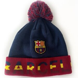 FCB Official Barcelona Beanie Cuffed Hat Sz O/S